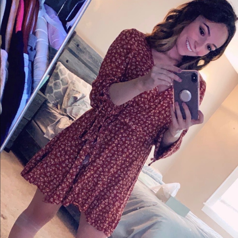 American Eagle midi flower print wrap dress